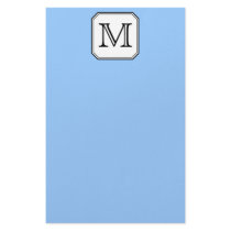 Your Letter. Custom Monogram. Blue Black White. Stationery Paper