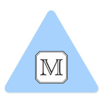 Your Letter. Custom Monogram. Blue Black White. Triangle Sticker