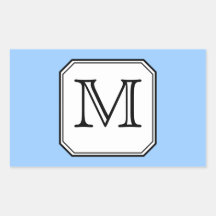 Your Letter. Custom Monogram. Blue Black White. Sticker