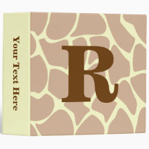 Your Letter. Custom Monogram Giraffe Print Design 3 Ring Binders