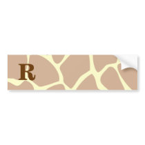 Your Letter. Custom Monogram Giraffe Print Design Bumper Sticker