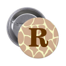 Your Letter. Custom Monogram Giraffe Print Design Pinback Buttons