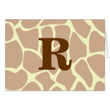 Your Letter. Custom Monogram Giraffe Print Design Cards