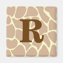 Your Letter. Custom Monogram Giraffe Print Design Magnets