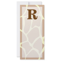 Your Letter. Custom Monogram Giraffe Print Design Custom Rack Cards