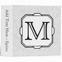 Your Letter. Custom Monogram. Gray, Black & White Binders
