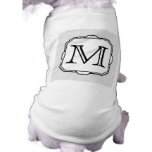 Your Letter. Custom Monogram. Gray, Black & White Doggie T Shirt