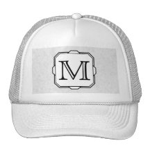 Your Letter. Custom Monogram. Gray, Black & White Trucker Hats