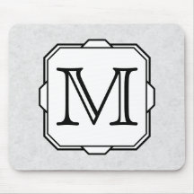 Your Letter. Custom Monogram. Gray, Black & White Mousepad
