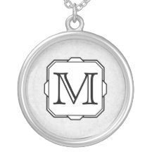 Your Letter. Custom Monogram. Gray, Black & White Pendant