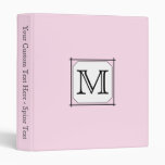 Your Letter. Custom Monogram. Pink Black White Vinyl Binder