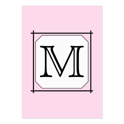 Your Letter. Custom Monogram. Pink Black White Business Card (front side)
