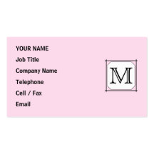 Your Letter. Custom Monogram. Pink Black White. Business Card Templates