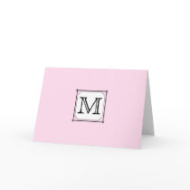 Your Letter. Custom Monogram. Pink Black White Card