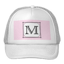 Your Letter. Custom Monogram. Pink Black White Trucker Hat