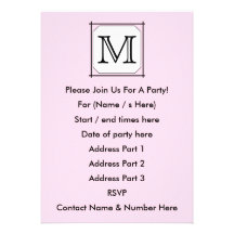 Your Letter. Custom Monogram. Pink Black White. Announcements