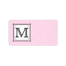Your Letter. Custom Monogram. Pink Black White Personalized Address Label