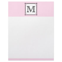 Your Letter. Custom Monogram. Pink Black White Letterhead Design