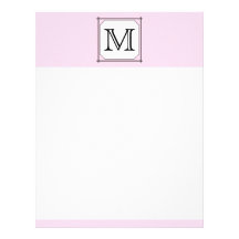 Your Letter. Custom Monogram. Pink Black White Letterhead Design