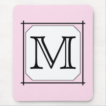 Your Letter. Custom Monogram. Pink Black White Mouse Pads
