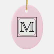 Your Letter. Custom Monogram. Pink Black White Ornament