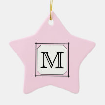 Your Letter. Custom Monogram. Pink Black White Christmas Tree Ornament