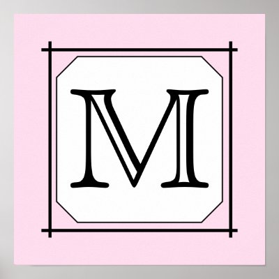 Your Letter. Custom Monogram. Pink Black White Poster