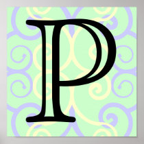 Your Letter. Custom. Pastel Mix Swirl Monogram. Print