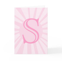 Your Letter. Custom Pink Sun Ray Monogram. Greeting Cards