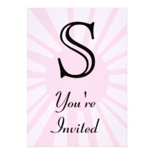 Your Letter. Custom Pink Sun Ray Monogram. Invitations