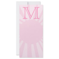 Your Letter. Custom Pink Sun Ray Monogram. Rack Cards