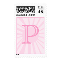 Your Letter. Custom Pink Sun Ray Monogram. Stamps