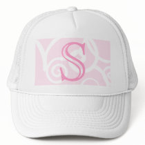 Your Letter. Custom Pink Swirl Monogram. Hats