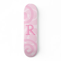 Your Letter. Custom Pink Swirl Monogram. Skate Boards