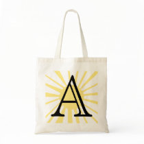 Your Letter. Custom Yellow Sun Ray Monogram. Canvas Bag