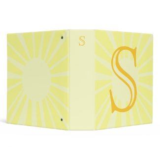 Your Letter. Custom Yellow Sun Ray Monogram. binder