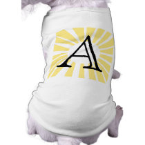 Your Letter. Custom Yellow Sun Ray Monogram. Doggie Shirt