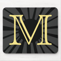 Your Letter. Custom Yellow Sun Ray Monogram. Mouse Pads