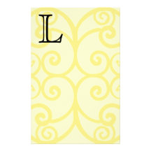 Your Letter. Custom Yellow Swirl Monogram. Custom Stationery