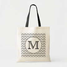Your Letter. Gray Zigzag Pattern Monogram. Bag