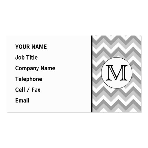 Your Letter. Gray Zigzag Pattern Monogram. Business Cards (front side)