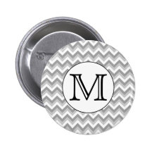 Your Letter. Gray Zigzag Pattern Monogram. Button