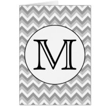 Your Letter. Gray Zigzag Pattern Monogram. Greeting Cards