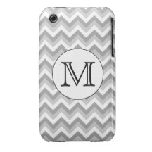 Your Letter. Gray Zigzag Pattern Monogram. iPhone 3 Case-Mate Cases
