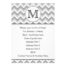 Your Letter. Gray Zigzag Pattern Monogram. Personalized Invitations