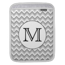 Your Letter. Gray Zigzag Pattern Monogram. iPad Sleeves