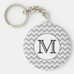 Your Letter. Gray Zigzag Pattern Monogram. Keychains