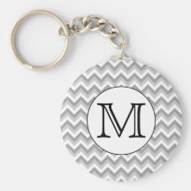 Your Letter. Gray Zigzag Pattern Monogram. Keychains