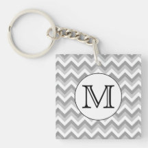 Your Letter. Gray Zigzag Pattern Monogram. Acrylic Key Chain