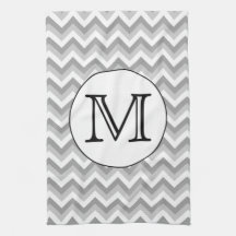 Your Letter. Gray Zigzag Pattern Monogram. Hand Towel